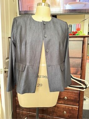 Calvin Klein Charcoal Gray Round-Neck Button Jacket